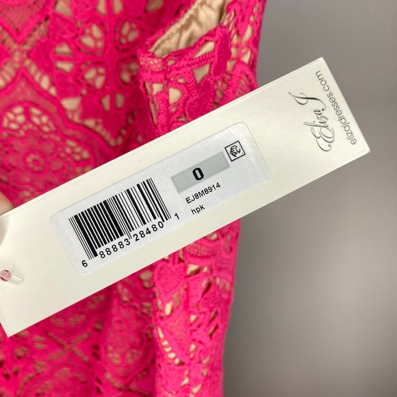 NWT Eliza J Sleeveless Lace Scalloped Hem Shift Dress In Hot Pink Size 0 - Picture 5 of 10